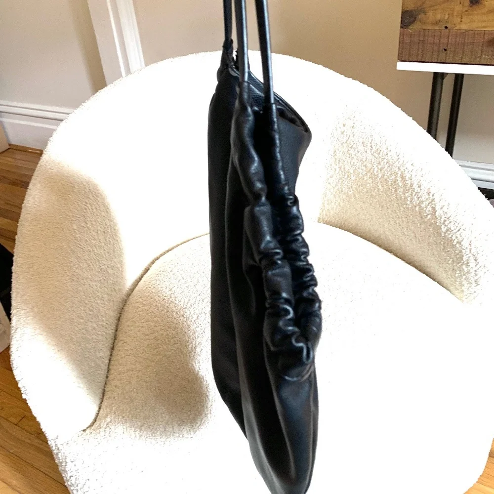 ZARA TRF Black Vegan Leather Hobo Shoulder Bag